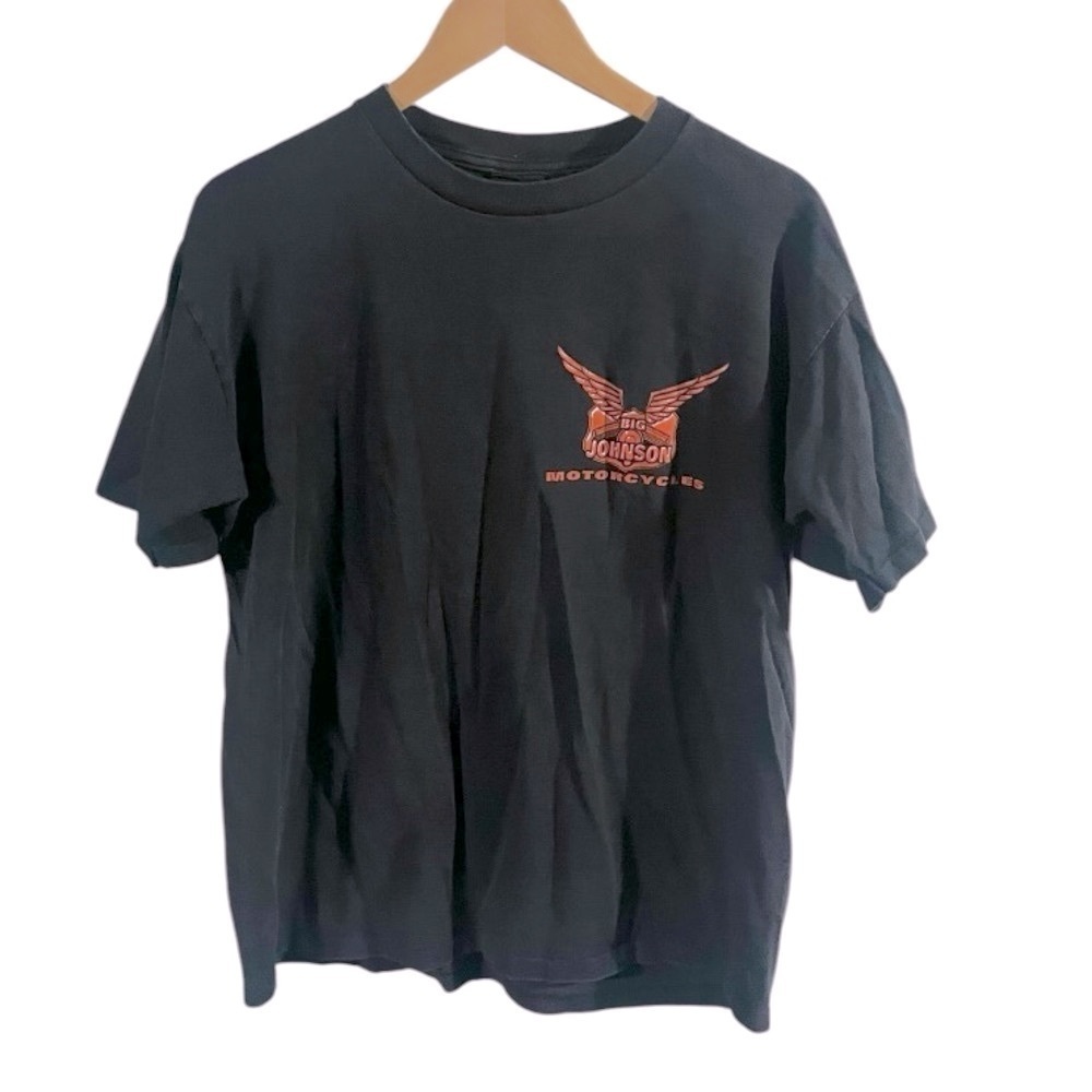 Vintage Big Johnson Shirt Mens Size L Black 1990s Motorcycle